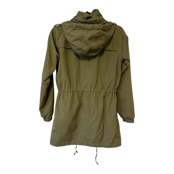 Numph Trench Style Jacket Hooded Button Front Cinched Waist - Size UK 8 / Small - Picture 2 of 16